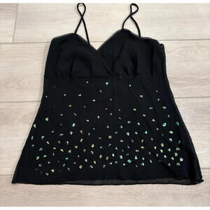 Vintage Weather Vane Cami Black Small Babydoll Cropped Slip Sparkle Sheer